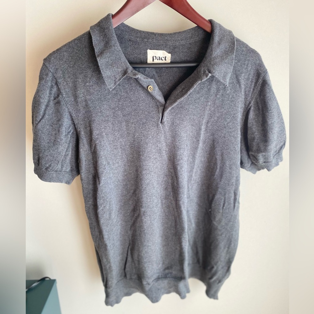 Pact grey polo sweater